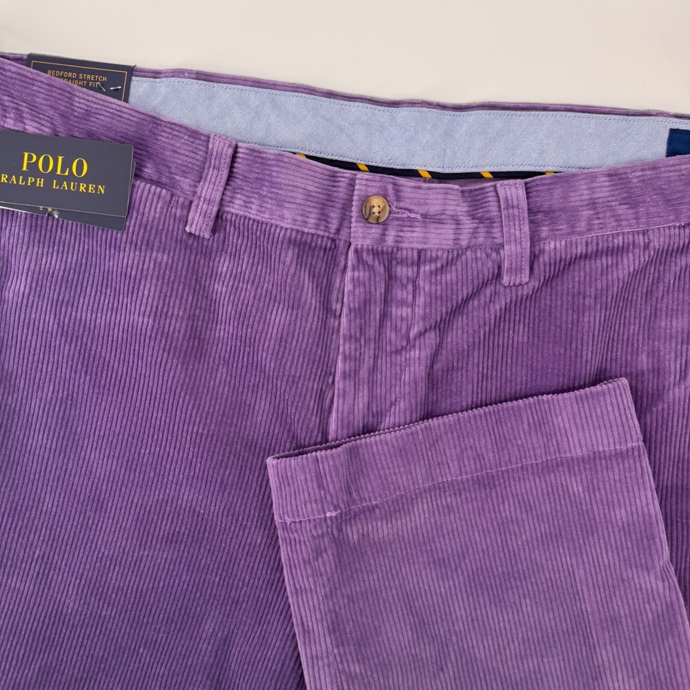 Polo Ralph Lauren Pants Men 40x32 Purple Bedford Stretch Straight Corduroy